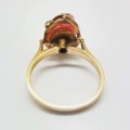 9ct Gold and Coral Snake Ring