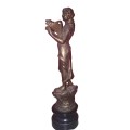 Decorative Spelter Figurine of a Maiden Musician On A Ebonised Plinth Measuring 42 cm in Height