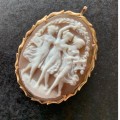 Cameo Brooch The Three Graces Set In 14 Carat Gold