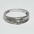 9 Carat White Gold Ring Set With A Precious Stone