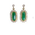 Jade And Diamond Earrings Set In 18 Carat Gold