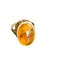 Beautiful Amber Ring Set In 333 Gold