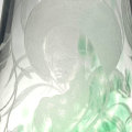 Green Art Glass Vase Etched Maiden William Walker
