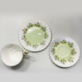 Royal Albert Tea Trio Moss Rose With Green and White Bands