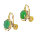 Chinese Jade Pair Earrings  Set in 14ct Gold