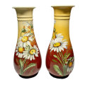 Pair Royal Doulton Lambeth Daisy Vases