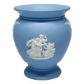 Wedgwood Light Blue Jasperware Vase Seated Angel