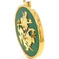 14K  Gold and Spinach Jade Fish Pendant