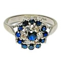 9Ct Gold Diamonds and Blue Sapphires Ring