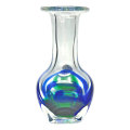 Bohemian Blue Green Art Glass Vase