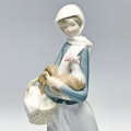 Lladro Girl With Rooster 4591