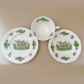 Spode Copelands China Green Flowers In A Basket Trio
