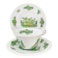 Spode Copelands China Green Flowers In A Basket Trio
