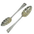 Pair London 1827 Hallmarked Silver Berry Spoons