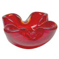 Murano Red Glass Pinched Shape Ashtray