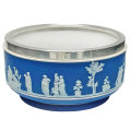 Wedgwood Cobalt Blue Jasperware Silver Plated Rim Maidens Bowl