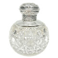 Silver  Cut Glass Perfume Bottle London 1917 William Comyns