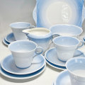 Art Deco Shelley Blue Swirls Pattern Tea Set
