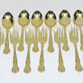 Eetrite 24ct Gold Plated Royal Albert Kings Pattern Tea and Cake Fork Set