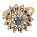 Garnet and White Sapphire 9ct Gold  Ring
