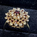 Garnet and White Sapphire 9ct Gold  Ring