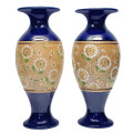 Pair Royal Doulton Lambeth Ware Vases C1895