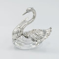 Antique 925 Silver And Cut Glass Salt Swan