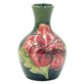 Moorcroft Hibiscus Vase On Green Ground