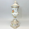 Dresden Hand Painted Covered Urn C1883