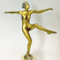 Josef Lorenzl Art Deco Female Dancer Gilded Bronze 1930