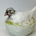 White Indiana Glass Milk Glass Hen On Nest Painted Detail C1940
