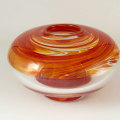 David Reade  Glass Red Orange Swirl Vase 1985