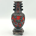 Cinnabar Hand Carved Dragon Dual Tone Vase 20cm