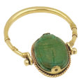 18ct Gold Victorian Egyptian Revival Swivel Scarab Ring