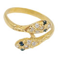 18ct Gold Snake Ring Diamond and Sapphire