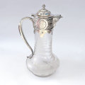 Hallmarked Silver London 1876 Claret Jug Fern Etched Glass