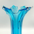 Murano Turquoise Flame Glass Vase 20th