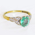 Emerald Ring Set In 18Ct Gold Diamonds & Platinum - Bravingtons C1930