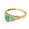 Emerald Ring Set In 18Ct Gold Diamonds & Platinum - Bravingtons C1930