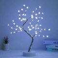 D-7 60 LED White Snowflake Table Lamp With Base USB DC /Battery Operated