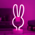 B-13 USB DC Cable or Battery Operated Bunny Ear  Neon Lamp with Base