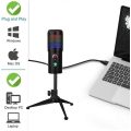 USB Microphone Tripod 192KHz/24Bit High Sampling Rate with Breathing Light