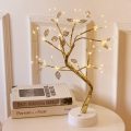 D-3 72 LED Golden Leaves Tree Table Lamp With Base DC USB /Battery Operated
