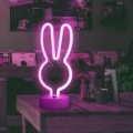 B-13 USB DC Cable or Battery Operated Bunny Ear  Neon Lamp with Base