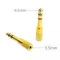 Audio Adapter Stereo 6.5 male to 3.5 Female Jack Plug Audio Stereo Adaptor Gold