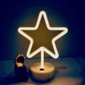 B-3 USB DC Cable Or Battery Operated Pentagram Neon Lamp With Base