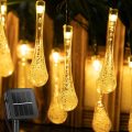 FA-LC46H  Solar Powered Water Drops String Light Warm White 5M