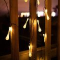 FA-LC46H  Solar Powered Water Drops String Light Warm White 5M