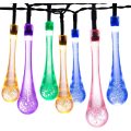 FA-LC46C Solar Powered Water Droplet Bulb Fairy String Lights RGB