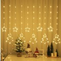 ZYF-30 Star &, Christmas Tree LED Fairy Curtain Light White 3M With Tail Plug Extension 8 Modes